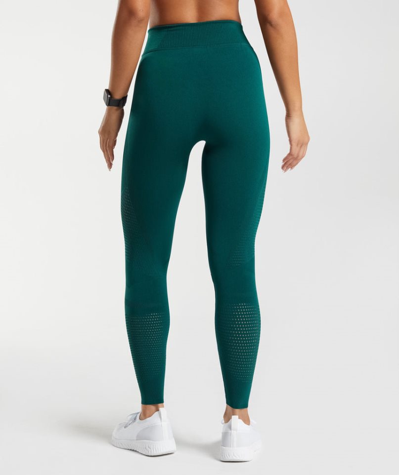 Women's Gymshark Warp Knit Leggings Green | NZ 6ODGRN